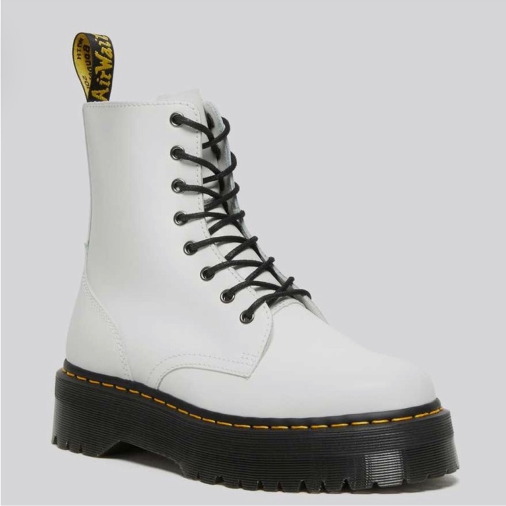 Dr. Martens Zavala White Patent Leather Combat Boots